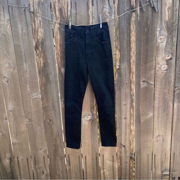 MOTHER THE DIAMOND SWOONER WASH: NOT GUILTY Jet Black Slim Fit Jeans size 24 - Picture 5 of 14